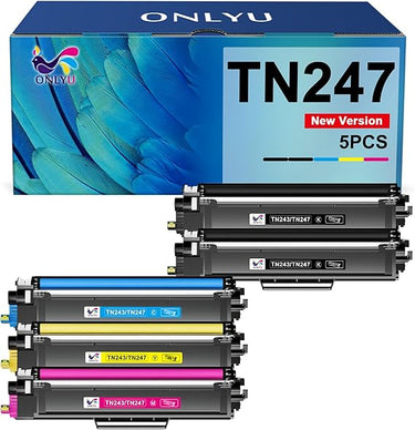 ONLYU TN247 Compatible para Toner Brother DCP-l3550CDW TN243CMYK TN243 Toner Brother MFC-l3770CDW DCP-L3550CDW MFC-L3750CDW MFC-L3770CW HL-L3270CDW HL-L3230CDW DCP-L3510CDW HL-L3210CW (Paquete de 5)